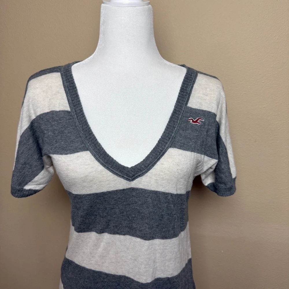 Vintage Hollister Stripped V Neck Shirt- Small - Picture 2 of 10